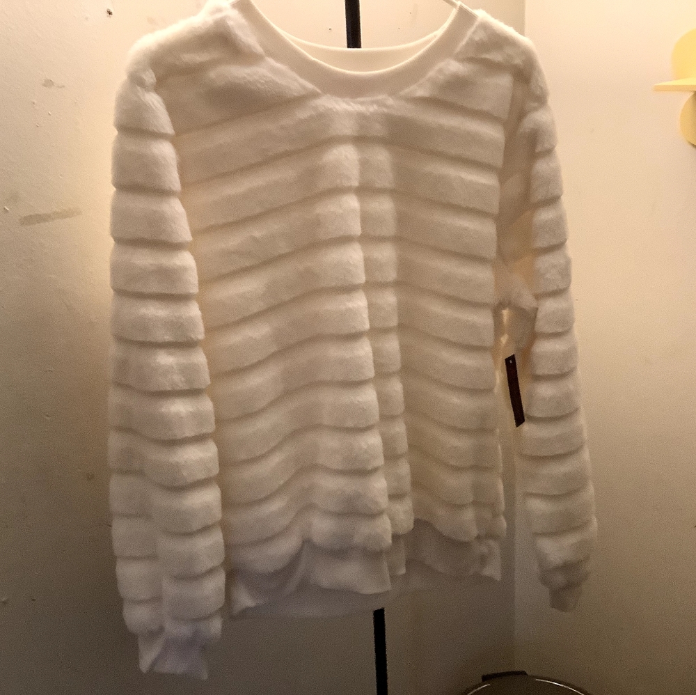 White fuzzy sweater